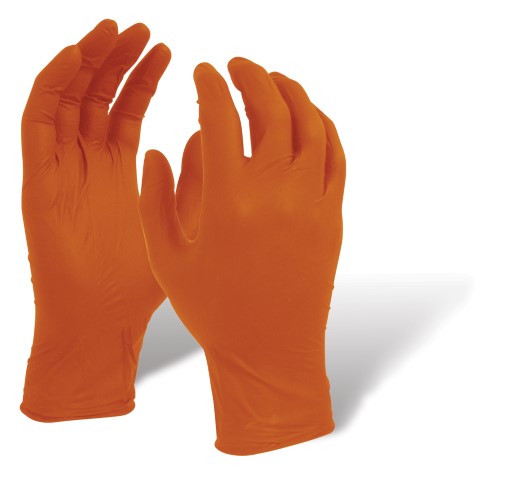 MAXISAFE GLOVES ORANGE SHIELD H/DUTY NITRILE DIAMOND GRIP L BOX 100